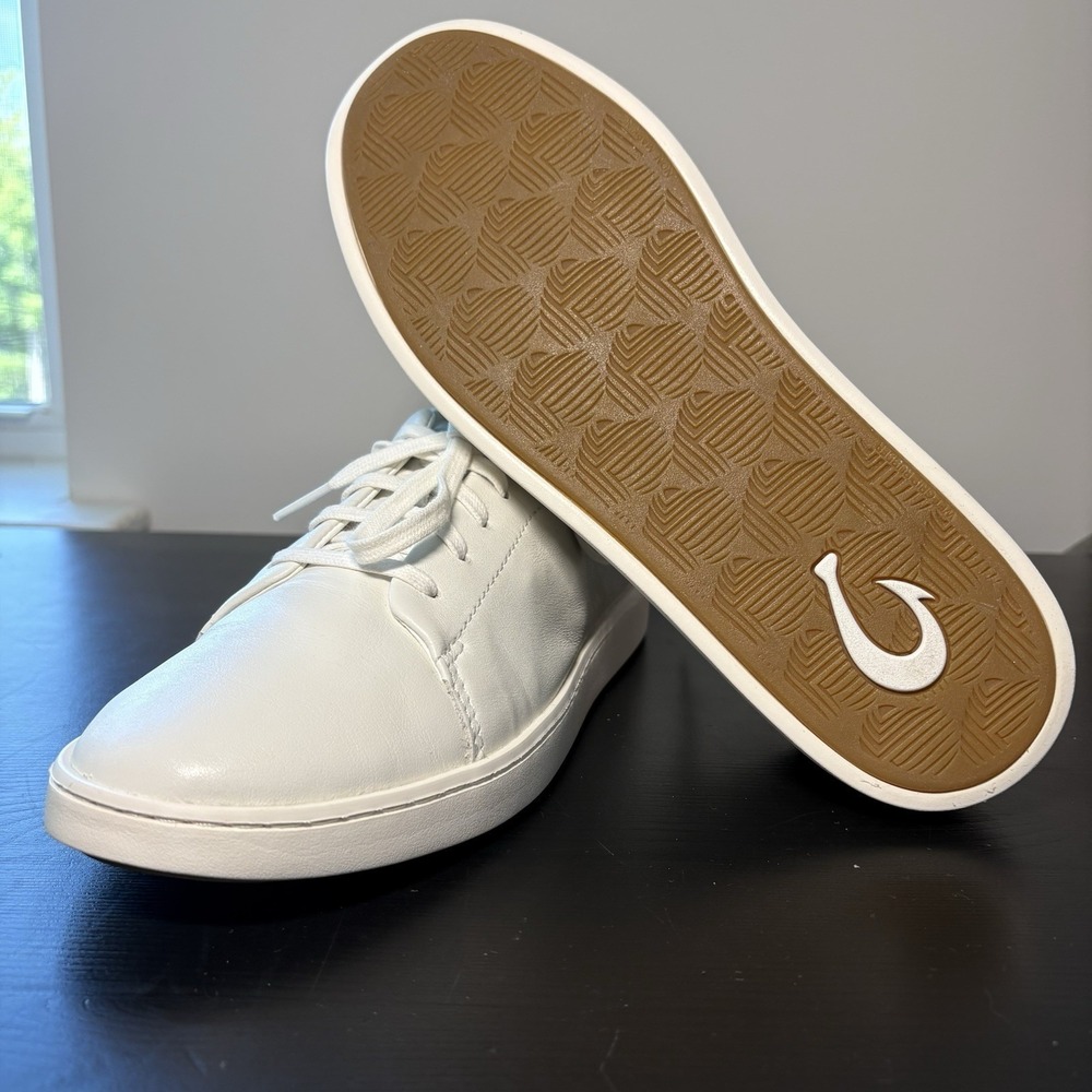 New OluKai Pehuea Li 'ILi Women's 9 White Leather Low Top Sneakers Retail $120 - Picture 5 of 5